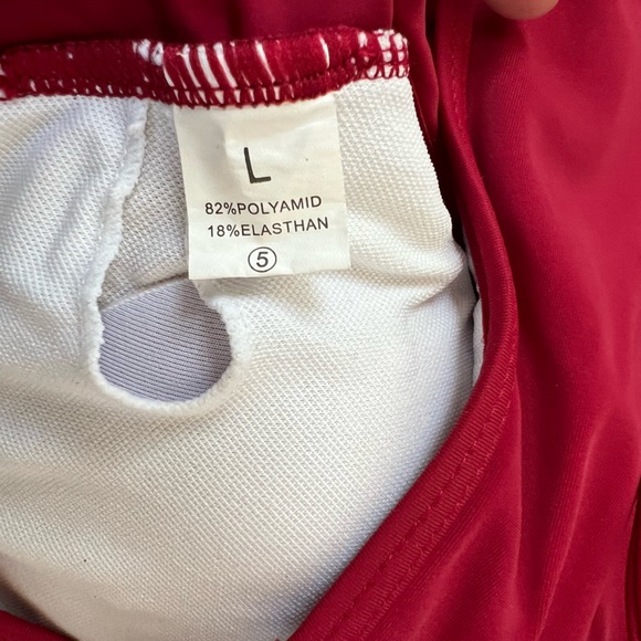 L BIKINI 2pc set lace up front tie top SWIMSUIT pirate sexy cranberry red - Picture 2 of 6